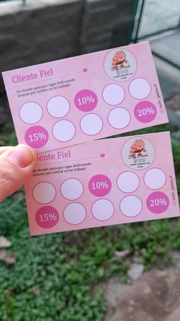 Tarjetas de fidelidad doble cara