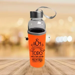 PACHON DE VIDRIO DE 500ML CON FUNDA DE NEOPRENO NARANJA
