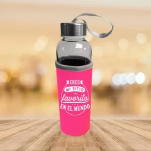 PACHON DE VIDRIO DE 500ML CON FUNDA DE NEOPRENO ROSADO