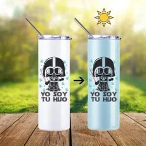 "TUMBLER COLOR CHANGING RAYOS UV BLANCO A CELESTE "