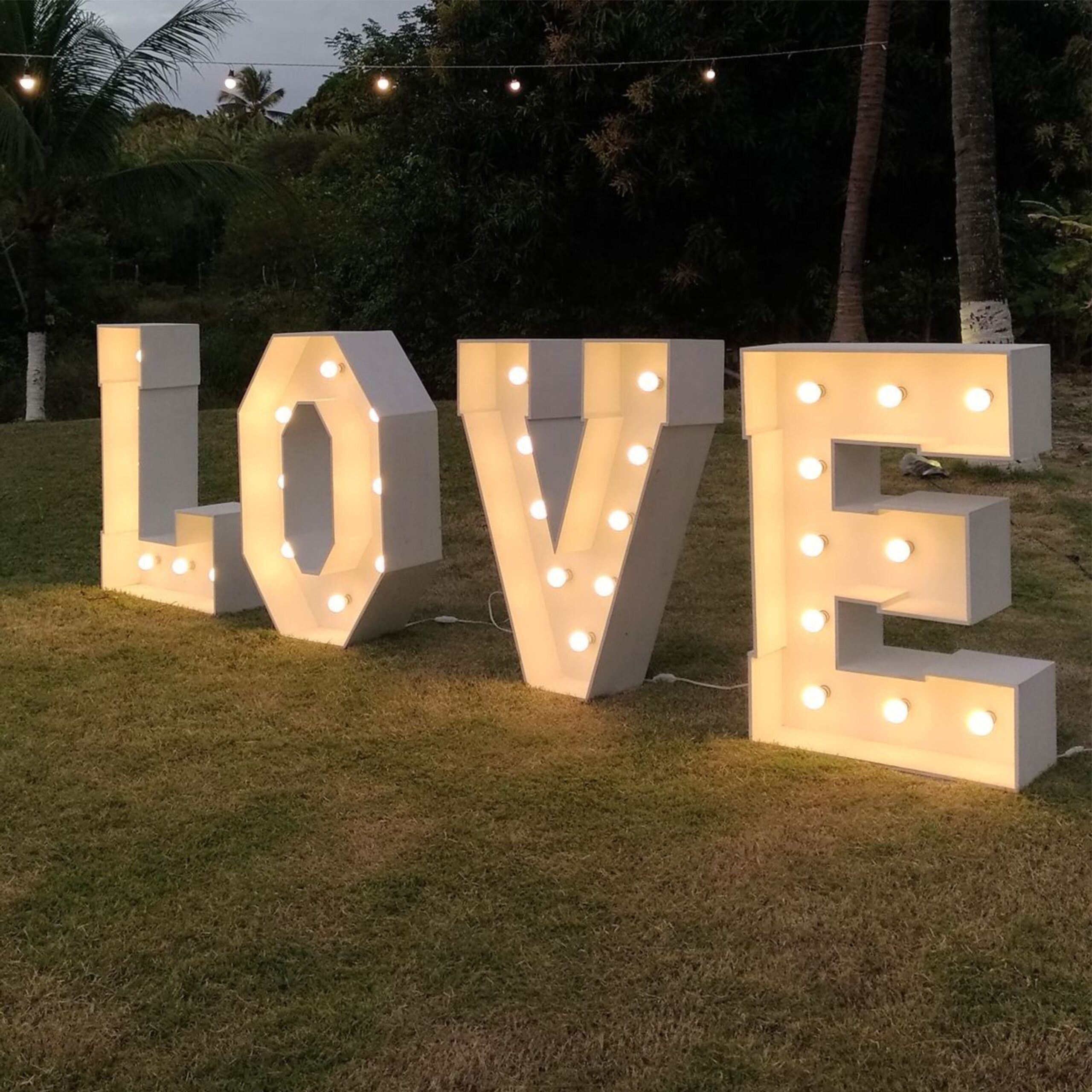 Letras gigantes de 1.1mts de altura de PVC con focos